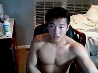 Brawny Chinese Dude Rubbing One Off for the Webcam