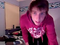 Skinny Teen Dude Jerking Off in Front of the Webcam