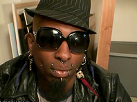 Tattooed black gay enjoys playing with his BBC in homemade video