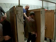 A fairy gets bound and fucked in all holes in a public bathroom