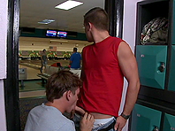 Reed Royce and Drake Mitchell make gay love in a bowling centre