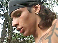 Handsome tattooed homo fucks his BF's ass in the forest